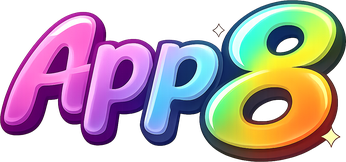 app 8 এর গোলাপি নীল লোগো
